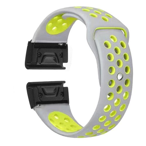 26mm Two-tone Silicone Watch Band for Garmin Fenix 5X - Grey / Yellow