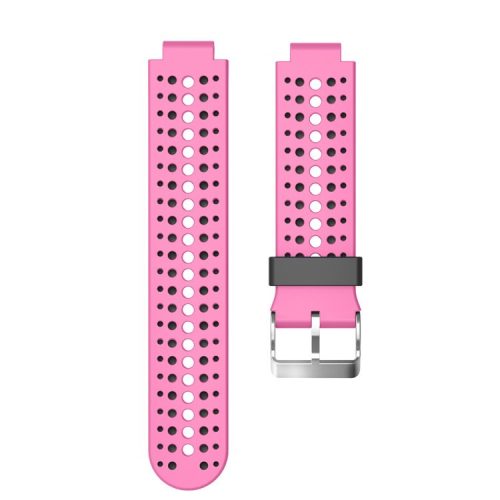 Bi-color Round Holes Silicone Watch Strap for Garmin Forerunner 220/230/235/620/630 - Rose / Black