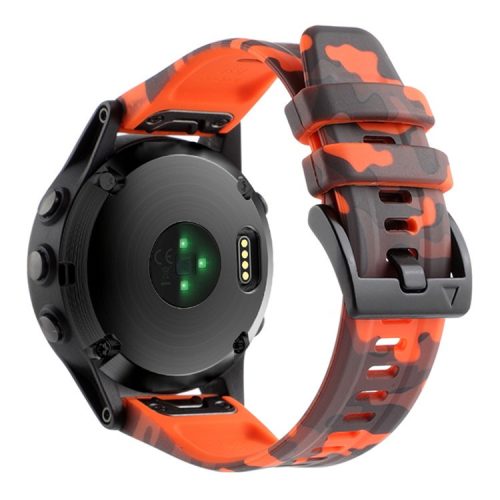 Camouflage Pattern Printed Watch Band for Garmin Fenix 7 / 6 ,  22mm Silicone Quick Release Strap - Camouflage Orange