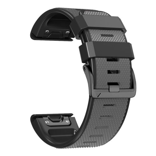 Diamond Texture Watch Band for Garmin Tactix 7 Pro / Fenix 7X / 6X Pro / 5X Plus , 26mm Dual-color Silicone Sport Strap - Grey+Black