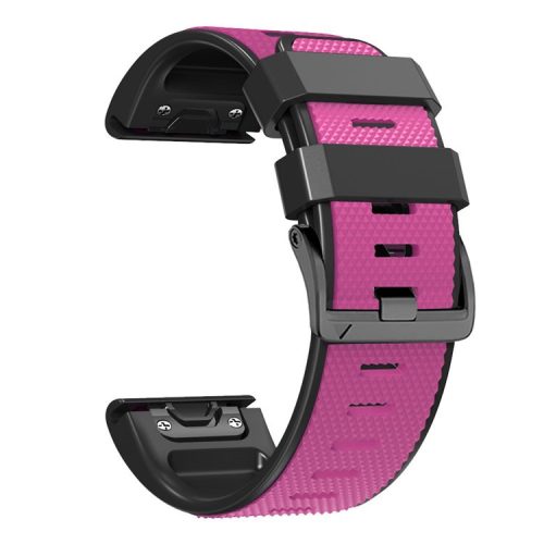 Diamond Texture Watch Band for Garmin Tactix 7 Pro / Fenix 7X / 6X Pro / 5X Plus , 26mm Dual-color Silicone Sport Strap - Pink+Black