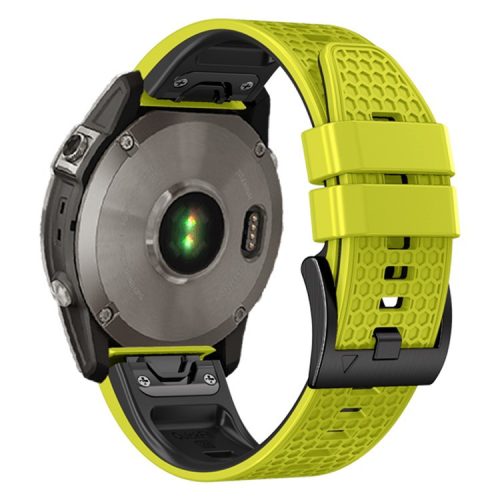 Dot Texture Silicone Band for Garmin Tactix 7 Pro  /  Fenix 7X  /  6X Pro  /  5X Plus , 26mm Dual-color Watch Strap - Lime+Black