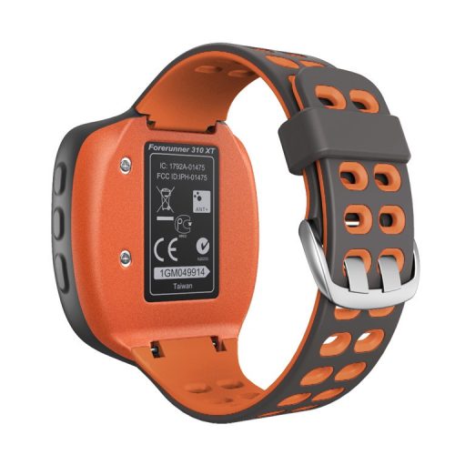 Double Color Silicone Watchband Strap Belt Replacement for Garmin Forerunner 310XT Smart Watch - Grey / Orange