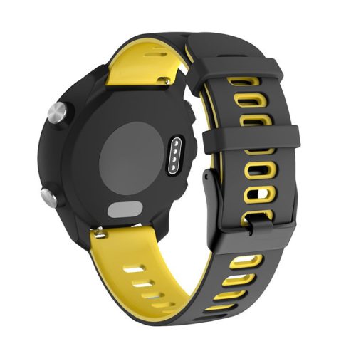 Dual Color 22mm Width Silicone Watch Band Replacement Quick Release Rubber Strap for Garmin Vivoactive 4 / Venu 2 / Huawei Watch 3 - Black/Yellow