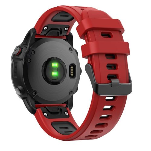 Dual Color Quick Release Silicone Replacement Watchband Bracelet Strap for Garmin Fenix 7X/6X Sapphire GPS/6X Pro/6X GPS/5X GPS/5X Plus - Red / Black