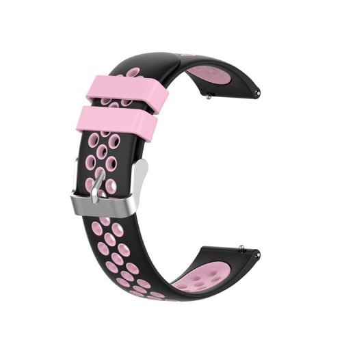 Dual Color Round Holes Silicone Smart Watch Replacement Strap Watchband 22mm for Garmin vivoactive 4S - Pink/Black