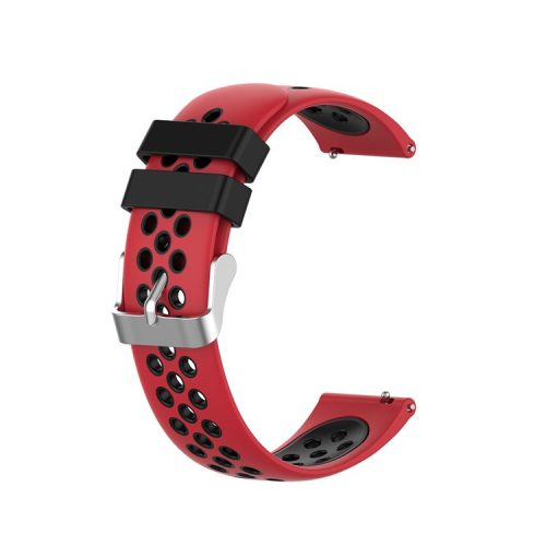 Dual Color Round Holes Silicone Smart Watch Strap Replacement Watchband 18mm for Garmin vivomove 3S/vivoactive 4S - Red/Black