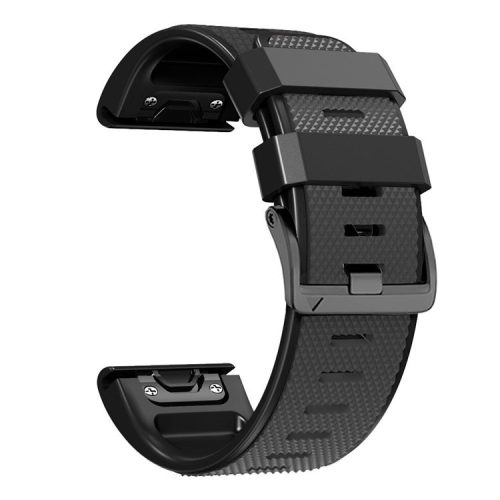 Dual-color Watch Band for Garmin Fenix 7 / Forerunner 965 / 955 / 945 / 935 , Diamond Texture Silicone Replacement Strap - Charcoal Grey+Black