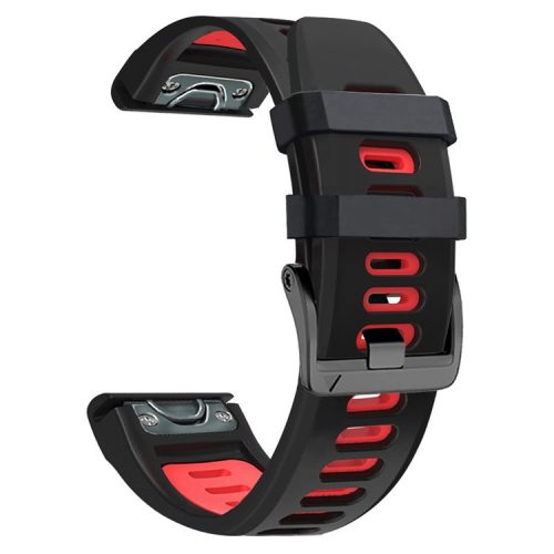 Dual-color Watch Band for Garmin Fenix 7 / Forerunner 965 / 955 / 945 / 935 , Smooth Silicone Soft Strap - Black+Red