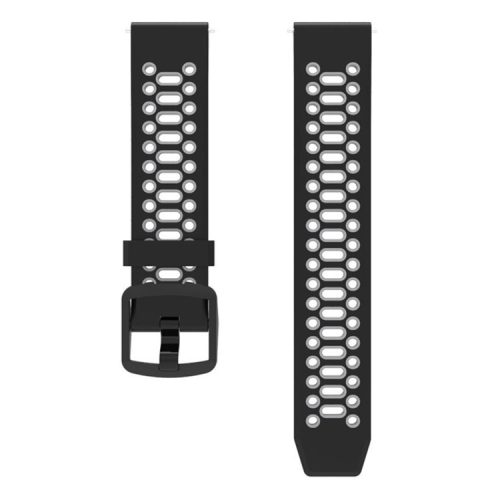 For Coros Pace 2 / Garmin vivoactive 5 / GarminActive 5 / Venu Sq 2 Dual Color Watch Strap 20mm Silicone Watchband - Black / Grey