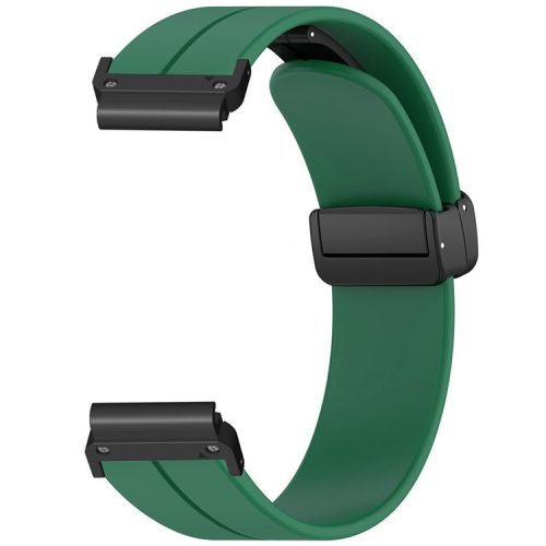 For Coros Vertix 2  /  Garmin Fenix 7X  /  6X  /  5X 26mm Watch Band Magnetic Buckle Silicone Strap - Army Green