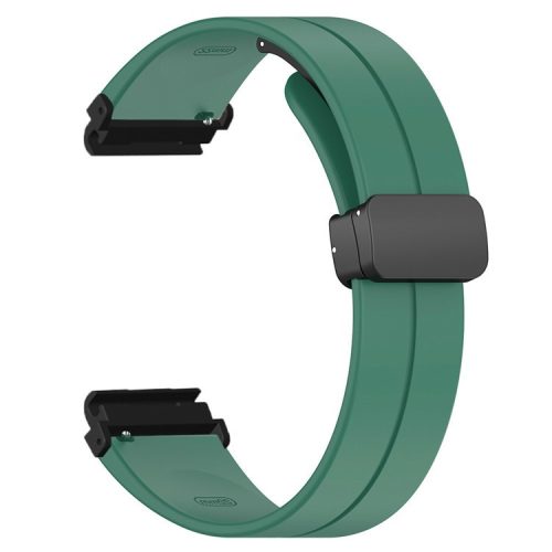 For Garmin Fenix 7S / 7S Solar / 6S / 5S Watch Strap Magnetic Buckle Silicone Band with 20mm PC Connector - Army Green