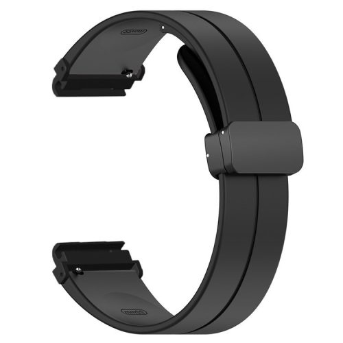 For Garmin Fenix 7S / 7S Solar / 6S / 5S Watch Strap Magnetic Buckle Silicone Band with 20mm PC Connector - Black