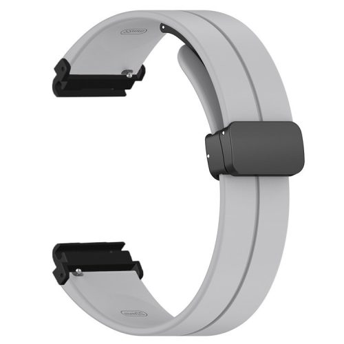 For Garmin Fenix 7S / 7S Solar / 6S / 5S Watch Strap Magnetic Buckle Silicone Band with 20mm PC Connector - Grey