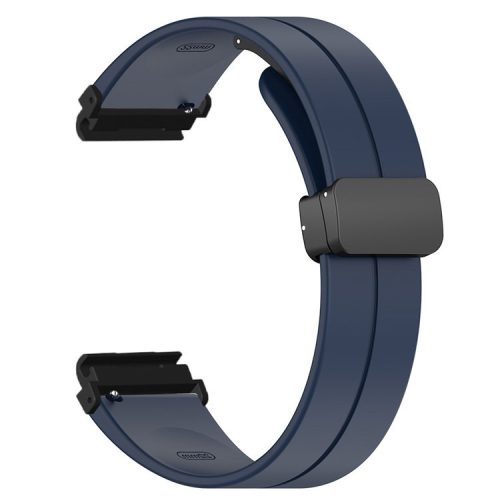 For Garmin Fenix 7S / 7S Solar / 6S / 5S Watch Strap Magnetic Buckle Silicone Band with 20mm PC Connector - Midnight Blue