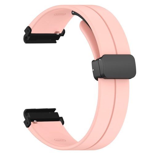 For Garmin Fenix 7S / 7S Solar / 6S / 5S Watch Strap Magnetic Buckle Silicone Band with 20mm PC Connector - Pink