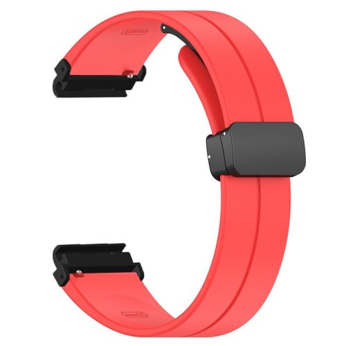 For Garmin Fenix 7S / 7S Solar / 6S / 5S Watch Strap Magnetic Buckle Silicone Band with 20mm PC Connector - Red