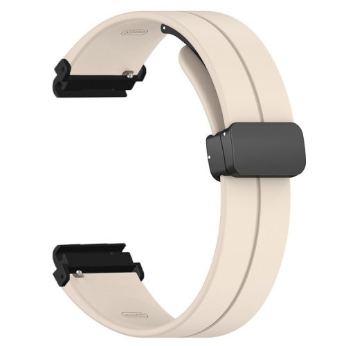 For Garmin Fenix 7S / 7S Solar / 6S / 5S Watch Strap Magnetic Buckle Silicone Band with 20mm PC Connector - Retro White