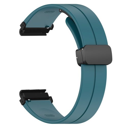 For Garmin Fenix 7S / 7S Solar / 6S / 5S Watch Strap Magnetic Buckle Silicone Band with 20mm PC Connector - Rock Cyan