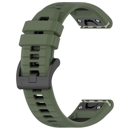 For Garmin Fenix 7S / Fenix 7S Pro Watch Strap 20mm Silicone Sport Watchbands - Olive Green+Black