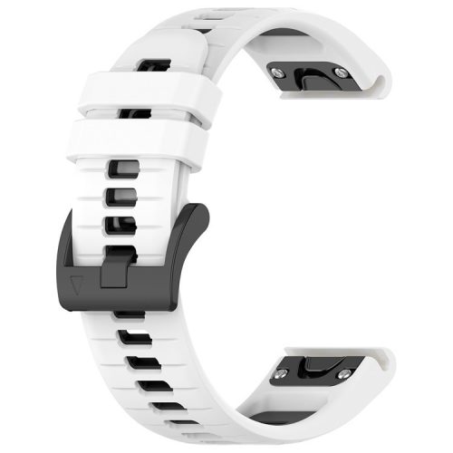 For Garmin Fenix 7S / Fenix 7S Pro Watch Strap 20mm Silicone Sport Watchbands - White+Black