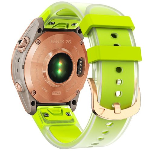 For Garmin Fenix 7S QuickFit 20mm Transparent Design Watch Strap Adjustable Silicone Band - Lime