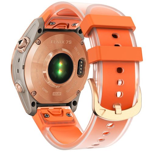 For Garmin Fenix 7S QuickFit 20mm Transparent Design Watch Strap Adjustable Silicone Band - Orange