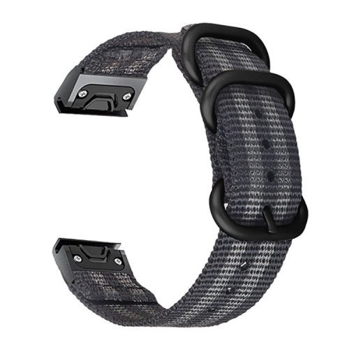 For Garmin Fenix 7X  /  6X Pro  /  Tactix7 Adjustable Wrist Band 26mm Nylon Watch Strap Replacement Watchband - Black  /  Grey