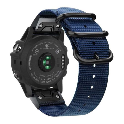 For Garmin Fenix 7X  /  6X Pro  /  Tactix7 Adjustable Wrist Band 26mm Nylon Watch Strap Replacement Watchband - Blue