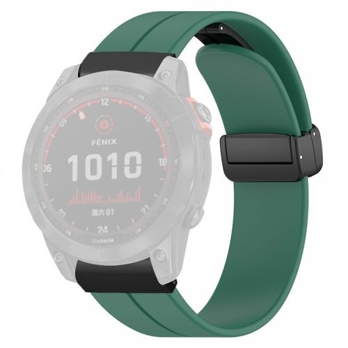 For Garmin Fenix 7X / 6X / 5X Watch Strap Magnetic Buckle Silicone Band with 26mm PC Connector - Army Green