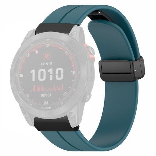 For Garmin Fenix 7X / 6X / 5X Watch Strap Magnetic Buckle Silicone Band with 26mm PC Connector - Cyan