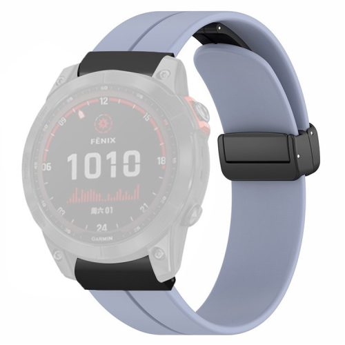 For Garmin Fenix 7X / 6X / 5X Watch Strap Magnetic Buckle Silicone Band with 26mm PC Connector - Lavender Grey