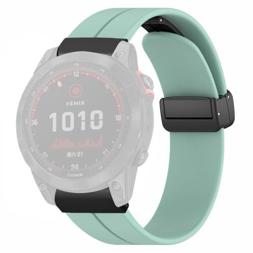 For Garmin Fenix 7X / 6X / 5X Watch Strap Magnetic Buckle Silicone Band with 26mm PC Connector - Mint Green