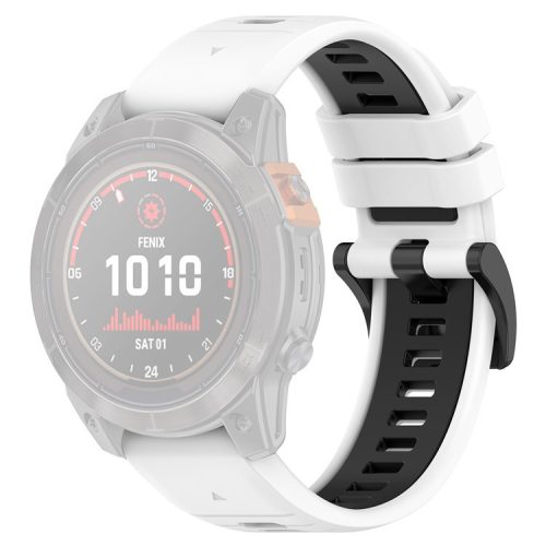 For Garmin Fenix 7X / 7X Pro / 6X QuickFit 26mm Silicone Watch Strap Dual Color Wrist Band - White+Black