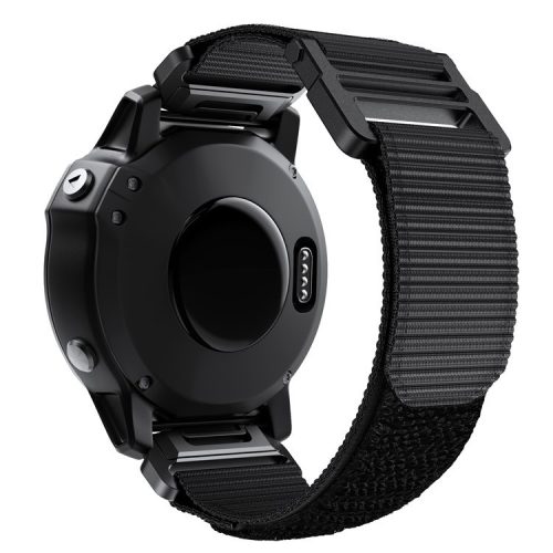 For Garmin Fenix 7X / 7X Pro / 6X QuickFit 26mm Watch Band Nylon Loop Adjustable Wrist Band - Black