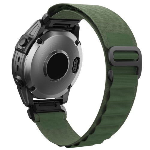 For Garmin Fenix 7X / 7X Solar / Tactix 7 Pro Nylon Watch Band Adjustable 26mm Quick Release Wrist Strap - Army Green