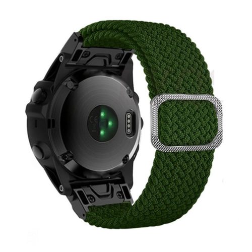 For Garmin Fenix 7X / Fenix 3 / 3 HR Nylon Watch Band Smart Bracelet 26mm Adjustable Strap with Buckle - Green