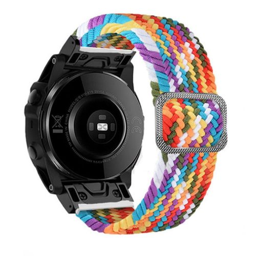 For Garmin Fenix 7X / Fenix 3 / 3 HR Nylon Watch Band Smart Bracelet 26mm Adjustable Strap with Buckle - Rainbow