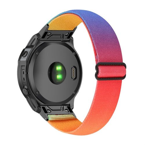 For Garmin Fenix 7X / Fenix 3 / Descent MK1 Elastic Nylon Watch Strap Smart Watch Band with Tool - Rainbow