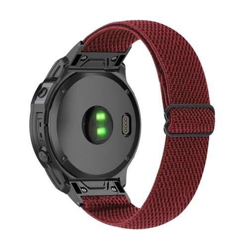 For Garmin Fenix 7X / Fenix 3 / Descent MK1 Elastic Nylon Watch Strap Smart Watch Band with Tool - Wine Red