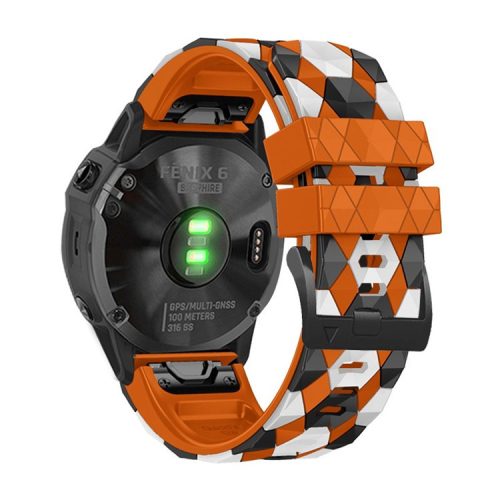 For Garmin Fenix 7X / Fenix 3 / Fenix 3 HR Silicone Watch Strap Football Pattern 26mm TPE Watch Band - Orange