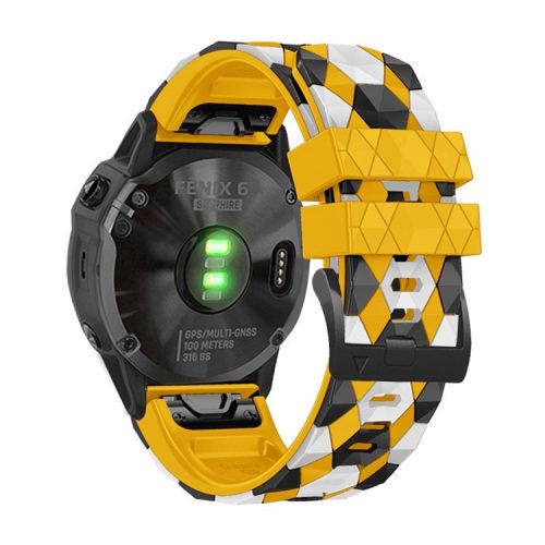 For Garmin Fenix 7X / Fenix 3 / Fenix 3 HR Silicone Watch Strap Football Pattern 26mm TPE Watch Band - Yellow