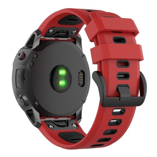 For Garmin Fenix 7X Dual-color Stylish Quick Release Silicone Watch Band Wrist Strap 26mm - Red/Black