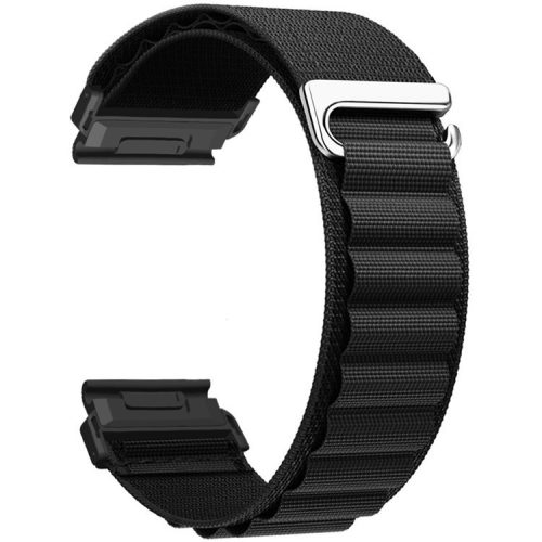 For Garmin Fenix 7X Pro / 7X Watch Band 26mm Quick Release C Buckle Nylon Watch Strap - Black