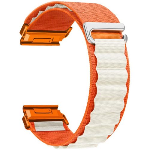 For Garmin Fenix 7X Pro / 7X Watch Band 26mm Quick Release C Buckle Nylon Watch Strap - Orange+Starlight