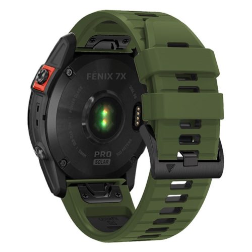 For Garmin Fenix 7X Pro / Fenix 7X Dual-Colors Sport Strap Silicone Breathable Wristband - Army Green+Black