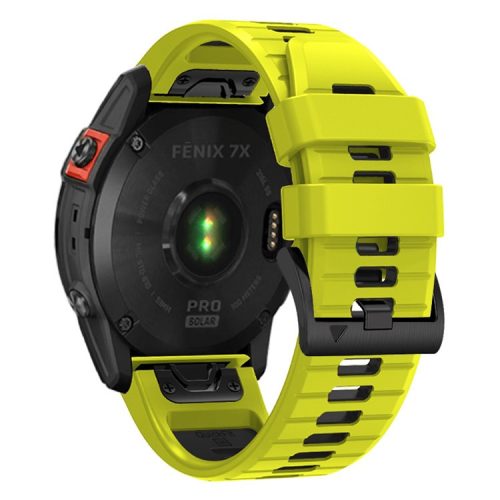 For Garmin Fenix 7X Pro / Fenix 7X Dual-Colors Sport Strap Silicone Breathable Wristband - Lime+Black