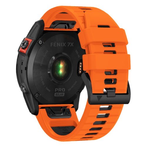 For Garmin Fenix 7X Pro / Fenix 7X Dual-Colors Sport Strap Silicone Breathable Wristband - Orange+Black