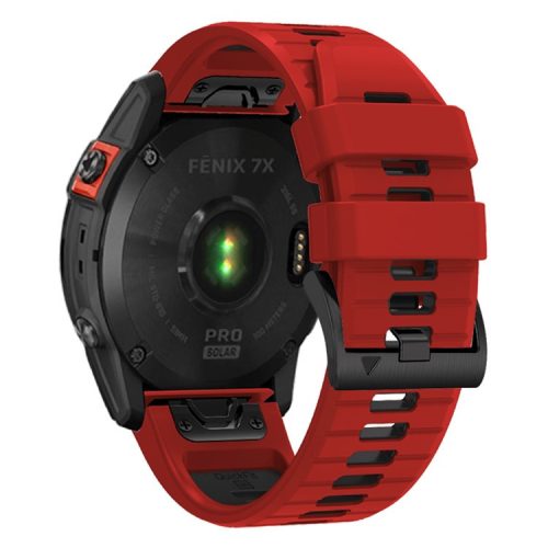 For Garmin Fenix 7X Pro / Fenix 7X Dual-Colors Sport Strap Silicone Breathable Wristband - Red+Black