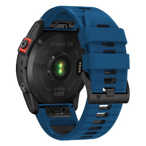 For Garmin Fenix 7X Pro / Fenix 7X Dual-Colors Sport Strap Silicone Breathable Wristband - Sapphire+Black